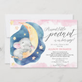 Roze olifant baby shower per post baby shower kaart (Voorkant)