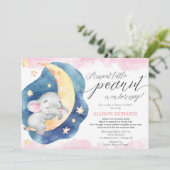 Roze olifant baby shower per post baby shower kaart (Staand voorkant)
