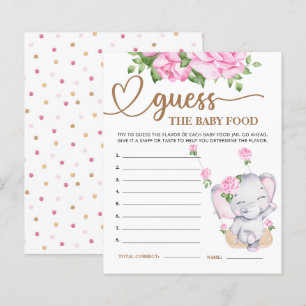 Roze olifant Baby shower Raad de Baby Food Kaart