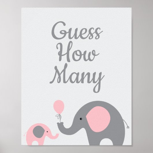 Roze olifant Baby shower raad eens hoeveel spelcod Poster (Voorkant)