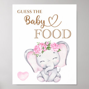 Roze olifant Baby shower Raad het Baby Poster