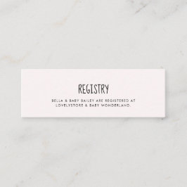 Roze olifant Baby shower registratiekaart invoegen Mini Visitekaartje