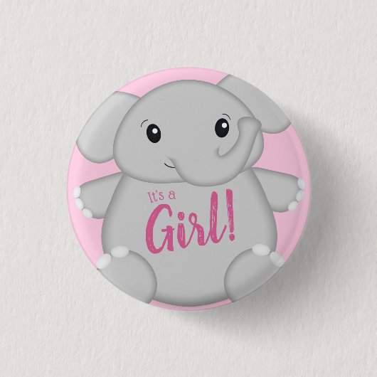 Roze olifant Baby shower Ronde Button 3,2 Cm (Voorkant)