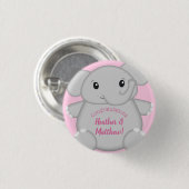 Roze olifant Baby shower Ronde Button 3,2 Cm (Voorkant /achterkant)