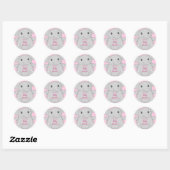 Roze olifant Baby shower Ronde Sticker (Vel)