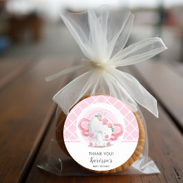 Roze olifant Baby shower Ronde Sticker