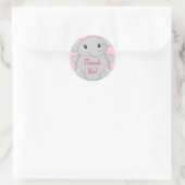 Roze olifant Baby shower Ronde Sticker (Tas)