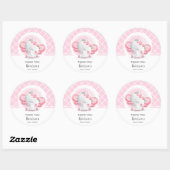 Roze olifant Baby shower Ronde Sticker (Vel)