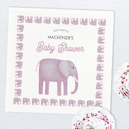 Roze olifant Baby shower Servet