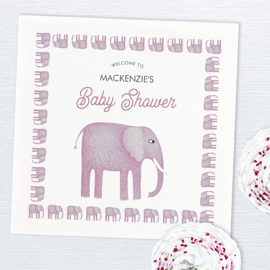 Roze olifant Baby shower Servet