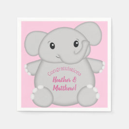 Roze olifant Baby shower Servet