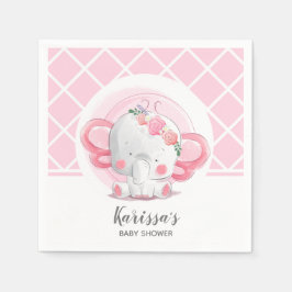 Roze olifant Baby shower Servet