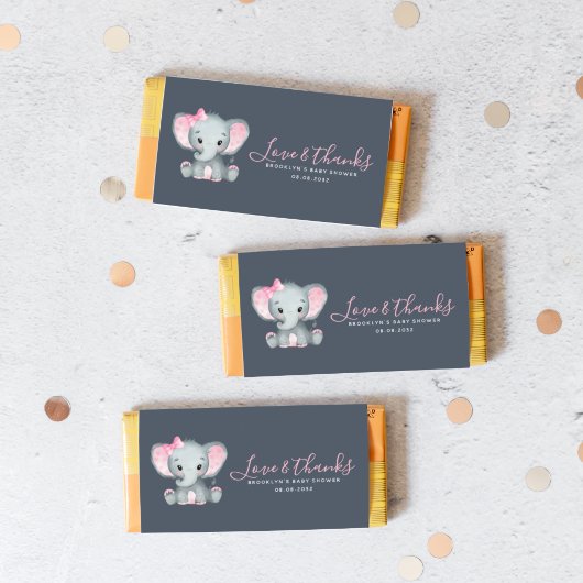Roze olifant Baby shower Snoep Bar wrapper