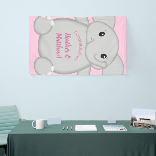 Roze olifant Baby shower Spandoek (Beurs)