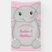 Roze olifant Baby shower Spandoek (Verticaal)