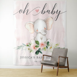 Roze Olifant Baby Shower Spandoek Foto Achtergrond Wandkleed