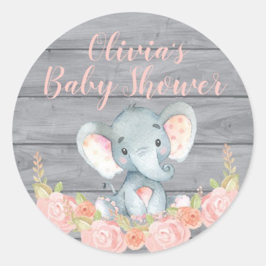 Roze Olifant Baby shower Sticker (Voorkant)