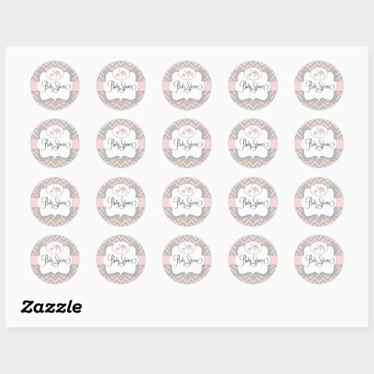 Roze Olifant Baby shower Sticker (Vel)