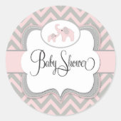 Roze Olifant Baby shower Sticker (Voorkant)