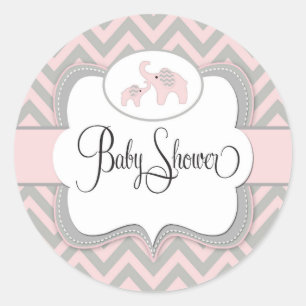 Roze Olifant Baby shower Sticker