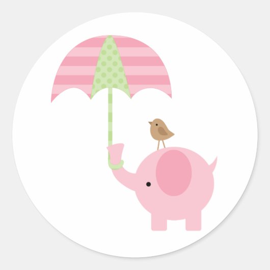 Roze Olifant Baby shower Stickers (Voorkant)