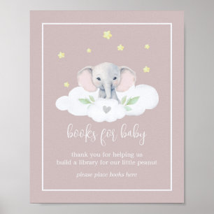 Roze Olifant Baby shower Teken Boeken voor Baby Poster