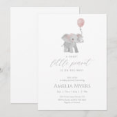 Roze Olifant Baby Shower Uitnodiging (Voorkant / Achterkant)