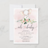 Roze Olifant Baby shower Uitnodiging Kaart (Voorkant)