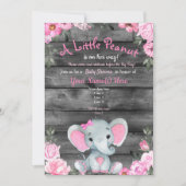 Roze Olifant Baby shower uitnodiging, rustiek Meis Kaart (Voorkant)