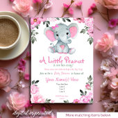 Roze olifant Baby shower-uitnodiging, rustige Invi Kaart