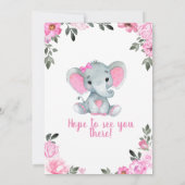 Roze olifant Baby shower-uitnodiging, rustige Invi Kaart (Achterkant)