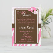 Roze olifant Baby shower Uitnodiging - Verticaal (Staand voorkant)