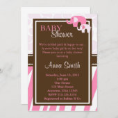 Roze olifant Baby shower Uitnodiging - Verticaal (Voorkant / Achterkant)