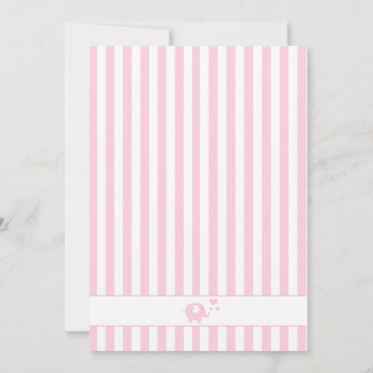 Roze olifant Baby shower Uitnodiging voor een meis (Achterkant)