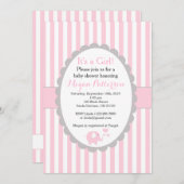 Roze olifant Baby shower Uitnodiging voor een meis (Voorkant / Achterkant)