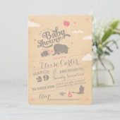  Roze Olifant Baby Shower Uitnodigingen (Staand voorkant)