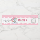Roze olifant Baby shower Waterfles Etiket (Enkel label)