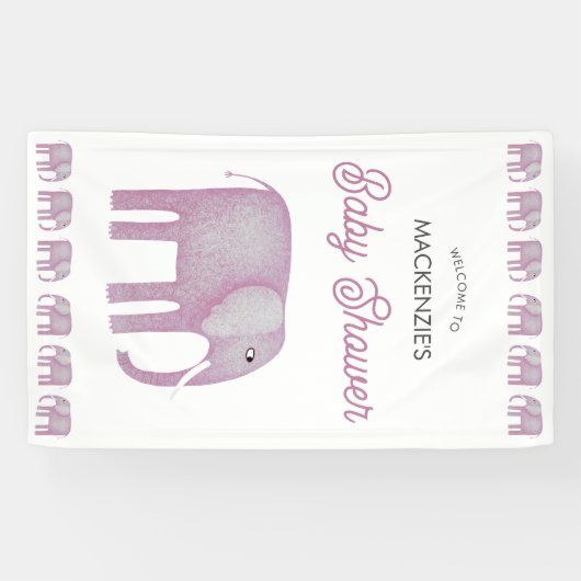 Roze Olifant Baby shower Welkom Spandoek (Horizontaal)