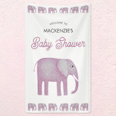 Roze Olifant Baby shower Welkom Spandoek