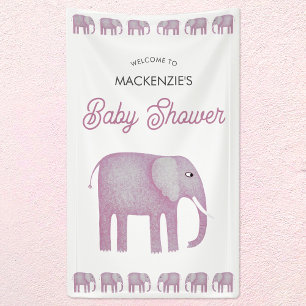 Roze Olifant Baby shower Welkom Spandoek