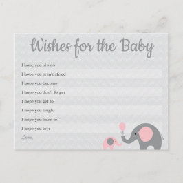 Roze Olifant Baby shower Wensen voor Baby Kaarten