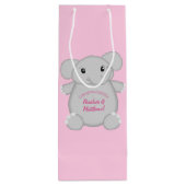 Roze olifant Baby shower Wijn Cadeautas (Achterkant)