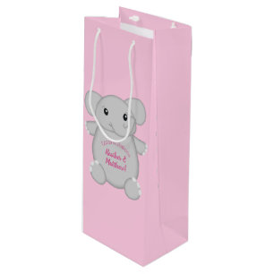 Roze olifant Baby shower Wijn Cadeautas
