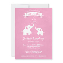 Roze olifant Baby Sprinkle Showuitnodiging