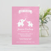 Roze olifant Baby Sprinkle Showuitnodiging Kaart (Staand voorkant)