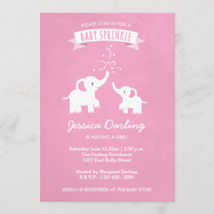 Roze olifant Baby Sprinkle Showuitnodiging Kaart