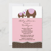 Roze olifant & Baby Uitnodiging tot Baby shower (Voorkant)