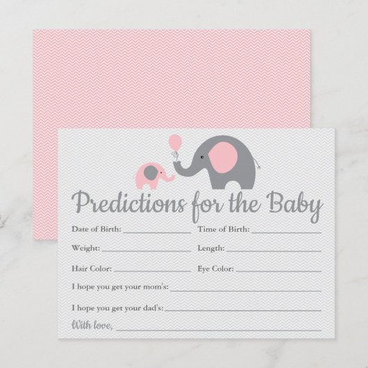 Roze Olifant Baby Voorspellingen Kaarten Baby show (Voorkant / Achterkant)