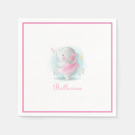 Roze olifant Ballerina Dansend Script Simple Cute Servet