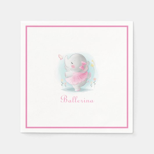 Roze olifant Ballerina Dansend Script Simple Cute Servet (Voorkant)